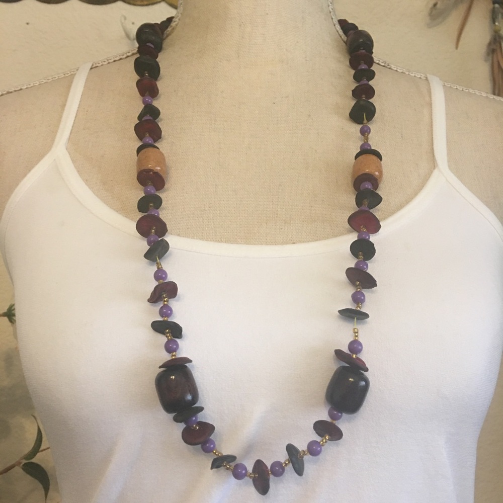 Boho colorful fun summer beaded necklace